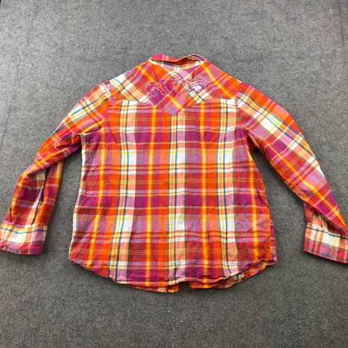 Gibson Trading CO Shirt Womens Medium Orange Western Pearl Snap Rodeo Rockabilly - Picture 9 of 13
