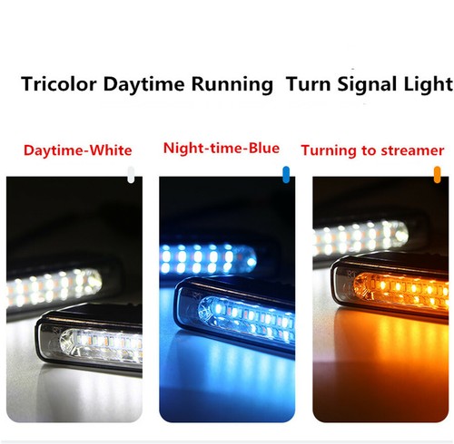 Señal de giro diurna LED para automóvil tricolor para correr luz niebla conducción blanca + ámbar + azul - Imagen 6 de 12