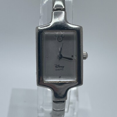 Disney Mickey Mouse Watch Time Works 17mm Silver Tone Case Dial Band Quartz