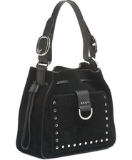 DKNY Wayne Suede Shoulder Bag Studded Drawstr...