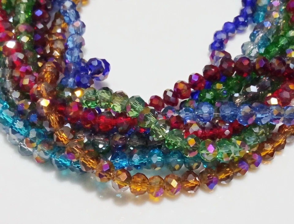 1filo/85pz perline in vetro cristallo colore trasparente AB forma cipolla 6x4mm - Immagine 2 di 2