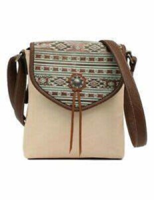 Blazin Roxx beige teal brown CROSSBODY PURSE HANDBAG w/ Concealed Weapons pocket