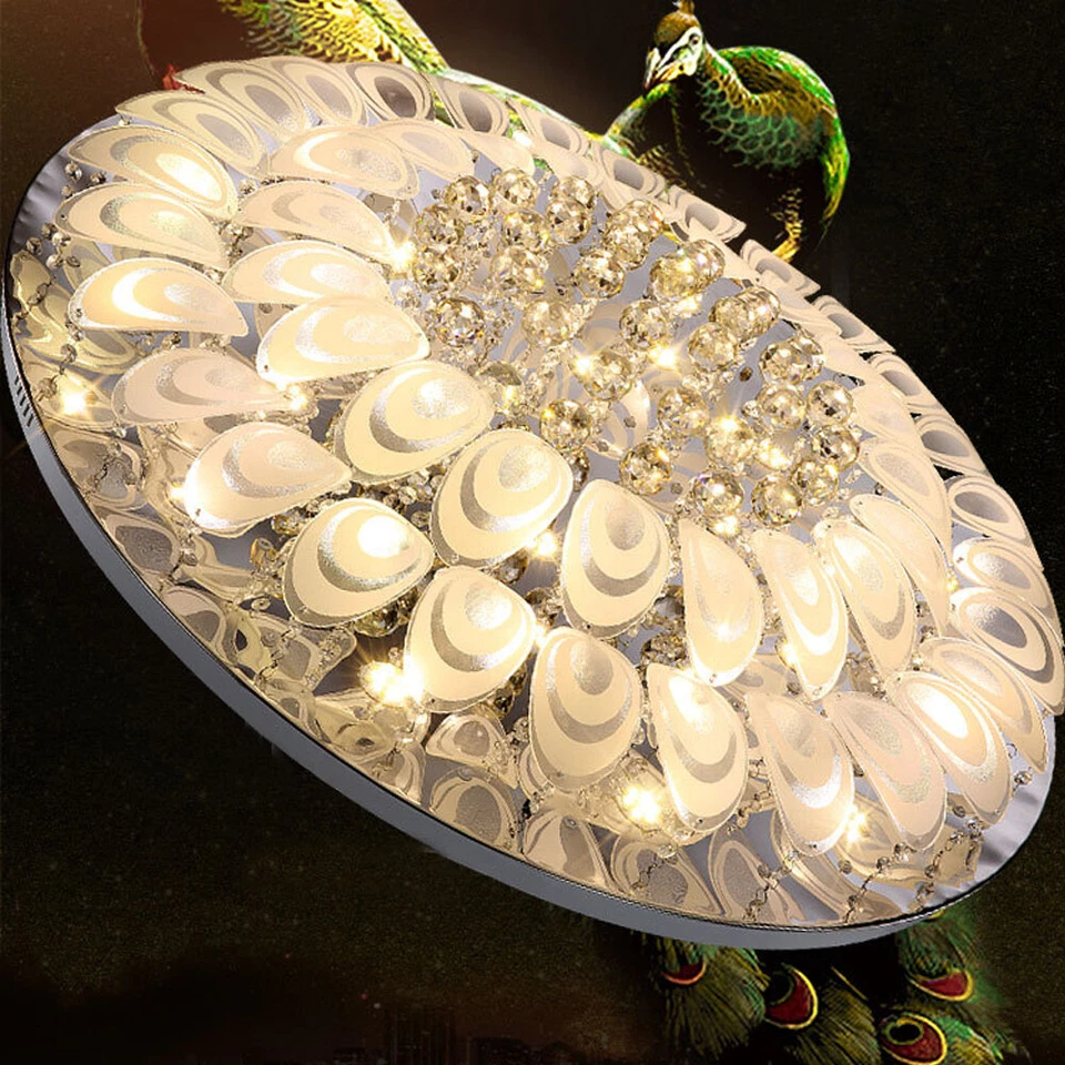 Lámpara de araña de cristal moderna de lujo de montaje empotrado lámpara de techo colgante diámetro 80 cm EE. UU. Foto 4 de 4