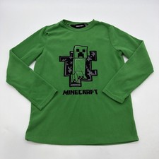 Minecraft Sleep Wear Sweatshirt Youth Boys 10/11Y Green Graphic Print Logo.44672