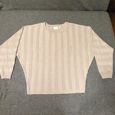 Cyrus Knit Pullover Sweater Size M Beige Neutral Clean Girl Preppy Minimalist