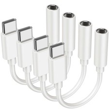 YGKSAA 4PCS Type USB C to 3.5mm Female Headphone Jack 4.5 IN-4PCS, White