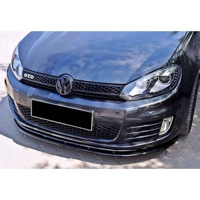 For VW Golf 6 GTI Max V2 Front Lip 2008-2012 Piano Black Vacuum Plastic Trim