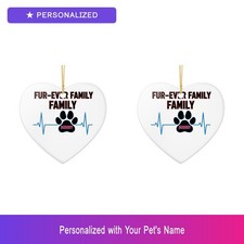 Custom Pet Heartbeat Set of 2 Ornament Personalized Name Dog Lover