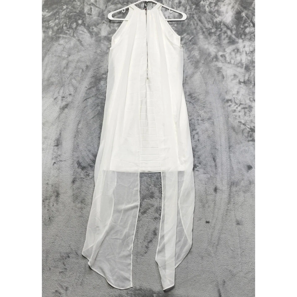 Vestido Venus Para Mujer 4 Blanco Chifón Superpuesto Sin Mangas Halter Vendaje Elástico Foto 3 de 4