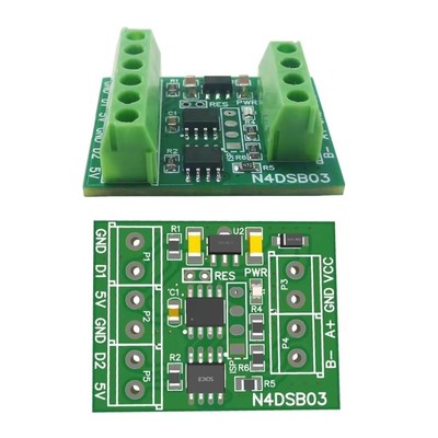 2CH RS485 Modbus -55-125  Temperature Collector DS18B20 Sensors Adapter Board