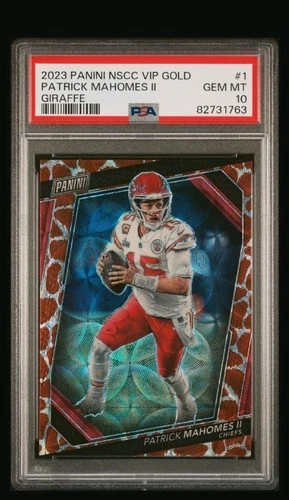 Patrick Mahomes 2023 Panini National VIP Gold Giraffe SSP PSA 10 POP 1