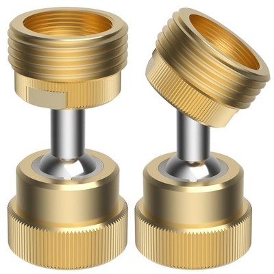 2 Pack Garden Hose Adapter, 3/4'' GHT Solid Brass Flexible Hose Connector, Pip...