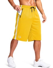 Men's 11" Long Basketball Shorts with Zipper Pockets Drawstring Mesh Lightwei...
