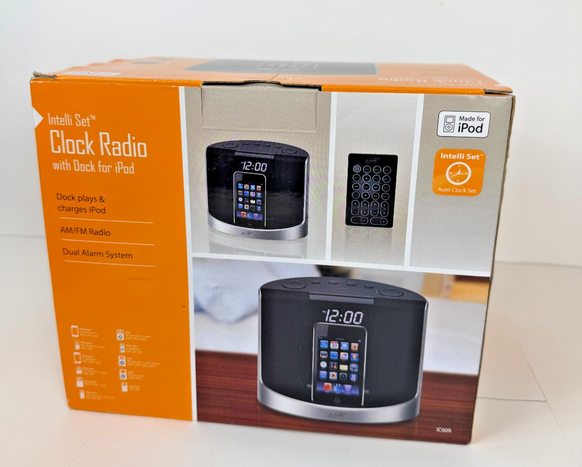 iLive Set Clock Radio Dock for iPod AM/FM Dual Alarm w/ Box