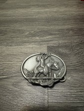 Siskiyou Native American Indian Chief Belt Buckle R-29 Pewter Vintage 1984