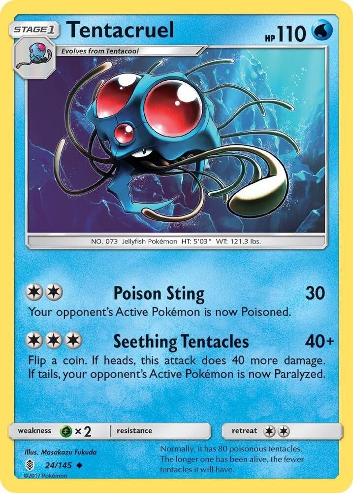 Tentacruel 24/145 Uncommon Guardians Rising Pokemon Lightly Played