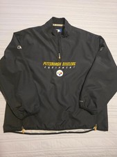 Vintage Reebok Pittsburgh Steelers Windbreaker Mens XL NFL Quarter Zip Black