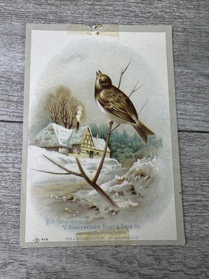 Vtg V. Schoenecker Boot & Shoe Co Milwaukee Oil-Grain Shoes Advertising Card