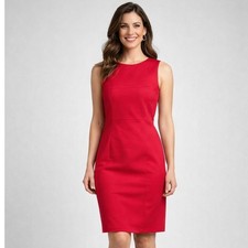 Lauren Ralph Lauren Red Sleeveless Sheath Dress Cotton Blend Size 4 Classic