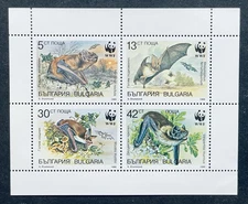 BELGIUM WWF BATS STAMPS SHEET OF 4 MNH 1989 FLYING WINGED ANIMALS WILDLIFE BAT
