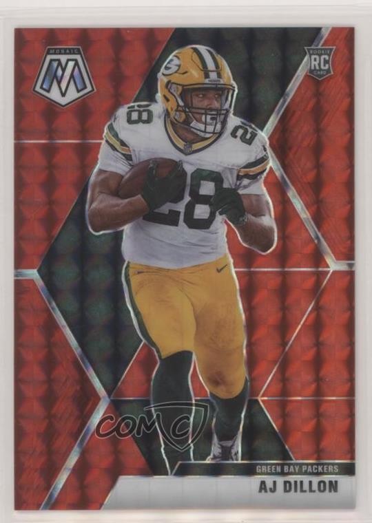 2020 Panini Mosaic Rookies Choice Red Fusion Prizm 12/80 AJ Dillon Rookie RC 2l4