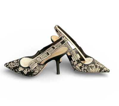 Dior J'Adior Slingback Heels Millefiori Black Gold EU41 US10