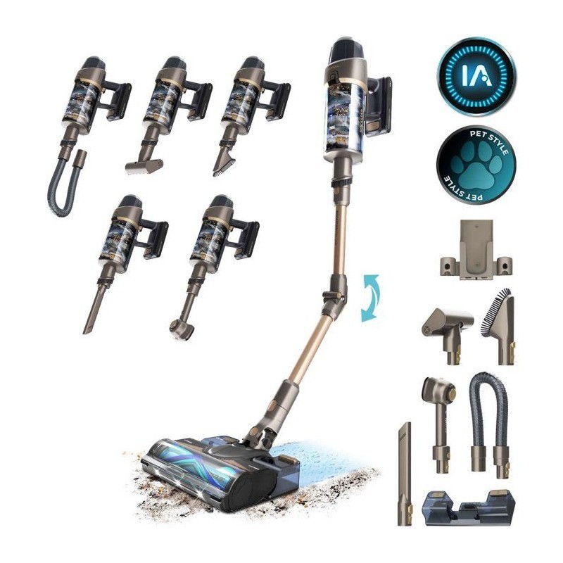 Aspirateur balai CECOTEC Conga Rockstar RX90 AI contre poils animaux et sous meubles