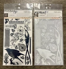 Basic Grey **PERIPHERY** Set of 2 RUB-ONS Transfers Black & White Birds NEW