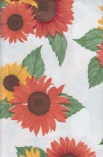 Sunflower Vinyl Tablecloth 52 x 70 PEVA Flannel Backed Wipe Clean Fall Decor