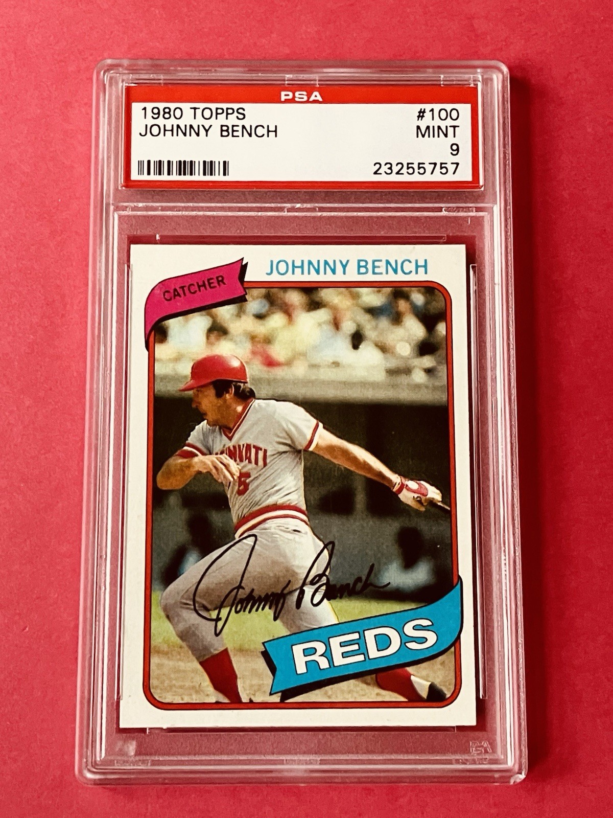 1980 Topps - #100 Johnny Bench Cincinnati Reds HOF PSA 9 MINT