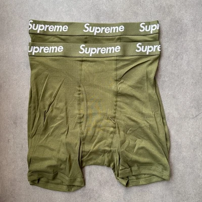 Supreme Boxer Shorts Verde Oliva Hombre Calzoncillos Streetwear Pack de 2 S... - Imagen 1 de 4