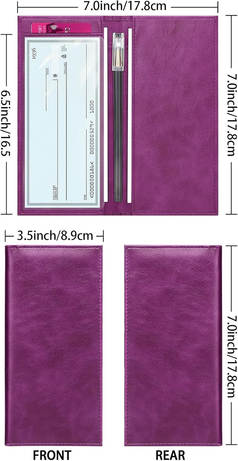 как выглядит Leather Checkbook Cover for Top Side Tear Registers Duplicate Checks with Plas фото