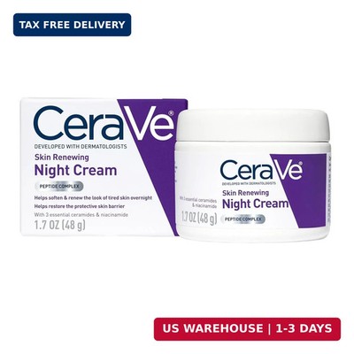 CeraVe Skin Renewing Night Cream, Peptide Complex, Hyaluronic Acid & Ceramide Mo