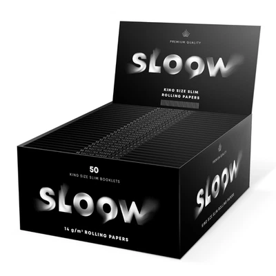 POLYFLAME SLOOW Black King Size Slim 50 Heftchen mit je 32 Blatt Premium long slim