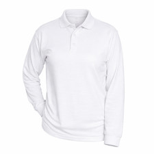 Image of Unisex Long Sleeve Polo Shirt for Kids & Adults | Casual Workwear Top Uniform