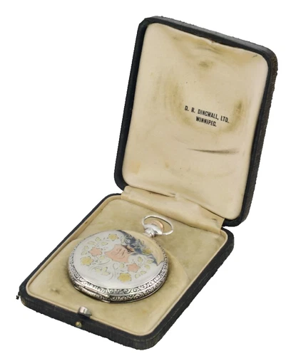 Antique ELGIN Sterling Silver Full Hunter Pocket Watch In Original Box - 1909 -