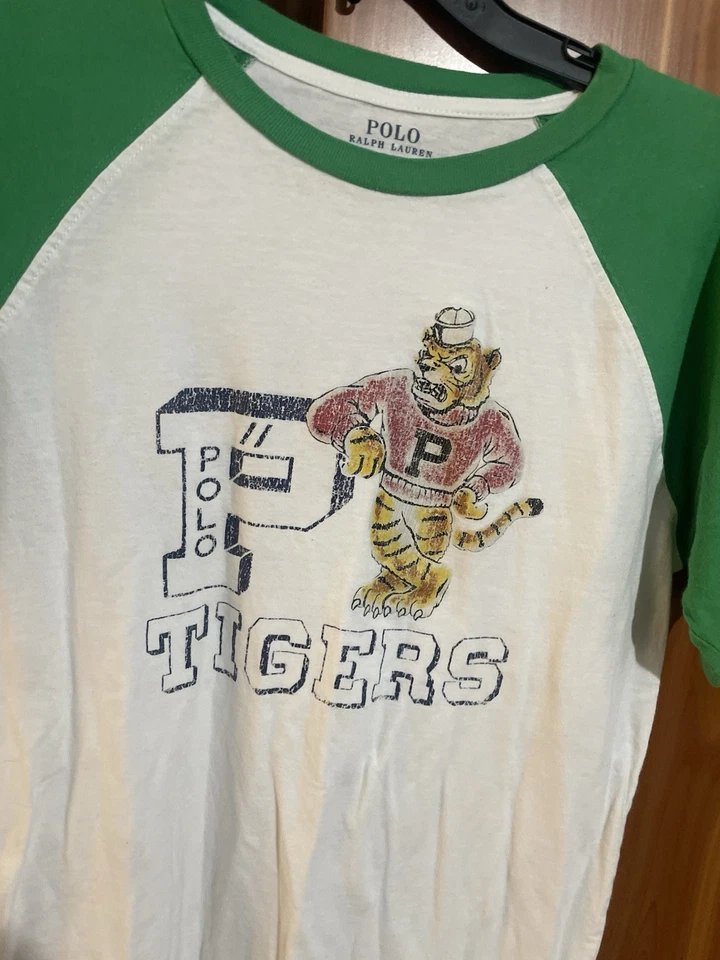Polo Ralph Lauren Childs Shirt L 14-16 Tigers LSU Auburn Short Sleeve Vintage - Image 3 of 4