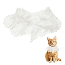 Cat Lace Pet Collar, Cute Cat Collar Ruffle for Dogs Kitten White, S 