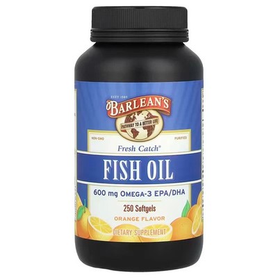 Barlean s Fresh Catch Fish Oil Orange 250 Softgels (600 mg)