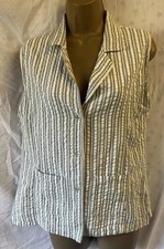 Vintage Anokhi Cheesecloth Textured Size 14 Striped Green Button Sleeveless Top