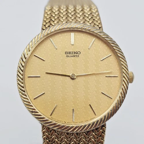 Vtg Seiko 8620-0039 Men's 32mm Quartz Watch Gold Tone New Crystal RARE! Running