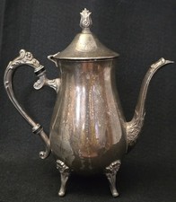 Vintage Leonard Silverplate Teapot Ornate Floral Finial Victorian Baroque Style