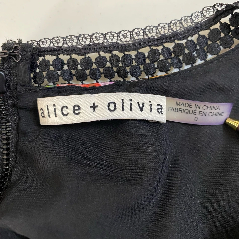 Mini Vestido Alice & Olivia Para Mujer O Rapunzel Encaje Estampado Floral Ajuste N Acampanado Foto 4 de 4