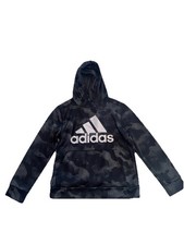 Boys Adidas Fleece Lined Logo Gray Black Muted Camo Hoodie Jacket Size M 10-12 