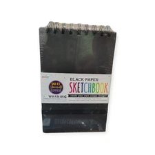 Black Paper Sketchbook - DIY Cover Small Sketchbook - 5 x 7.5 Inches - Sealed