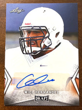 2018 Leaf Draft Football WILL HERNANDEZ Auto Rookie Card #BA-WH1. rookie card picture