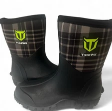 TIDEWE Women Rubber Rain Boots Neoprene Waterproof Insulated Mid Calf Boots US 7