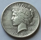1921 $1 Peace Dollar High Relief 90% Silver Philadelphia US Coin - KEY DATE!