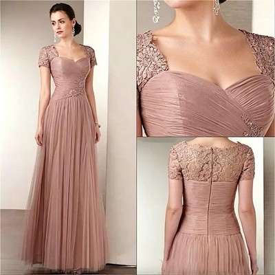 Popular Lace Mother of the Bride Dress Back Zipper Prom Dresses Long Tulle Gowns