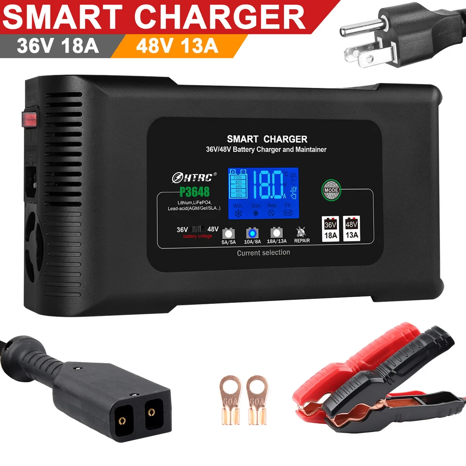 36 VOLT 18 AMP Smart Battery Charger 48V 13A for Golf Cart Club Car EZGO TXT - Image 3 of 4